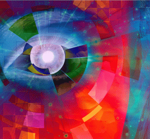rainbow coloured eyeball graphic