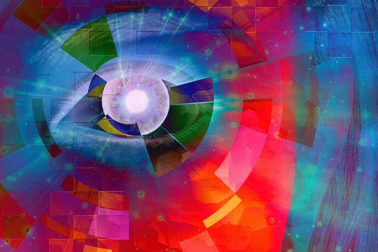rainbow coloured eyeball graphic