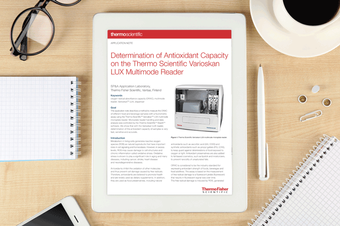 Determination of Antioxidant Capacity on the Thermo Scientific Varioskan LUX Multimode Reader