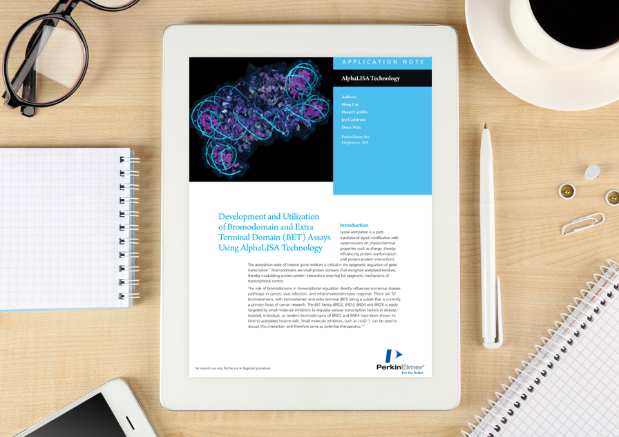 Application note: Development and utilisation of bromodomain and extra terminal domain (BET) assays using AlphaLISA technology