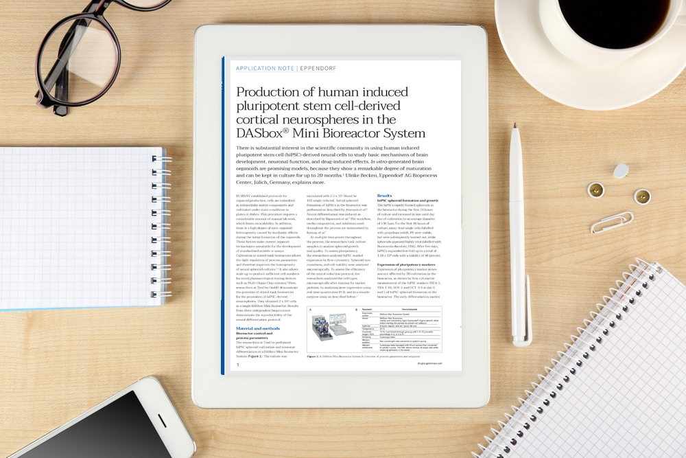 Production of human induced pluripotent stem cell-derived cortical neurospheres in the DASbox® Mini Bioreactor System