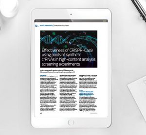 Effectiveness of CRISPR‑Cas9 using pools of synthetic crRNAs in high-content analysis screening experiments