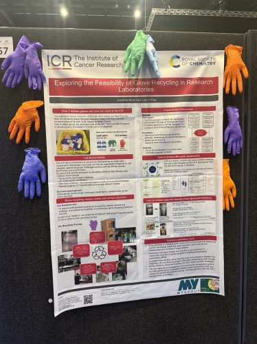 One of many engaging posters at ELRIG Drug Discovery 2025, this presentation from The Institute of Cancer Research explores the feasibility of glove recycling in research laboratories, highlighting sustainability efforts within the scientific community.