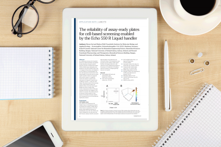 Application note: The reliability of assay-ready plates for cell-based screening enabled by the Echo 550 R Liquid handler