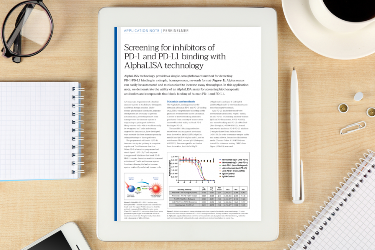 Application note: Screening for inhibitors of PD-1 and PD-L1 binding with AlphaLISA technology