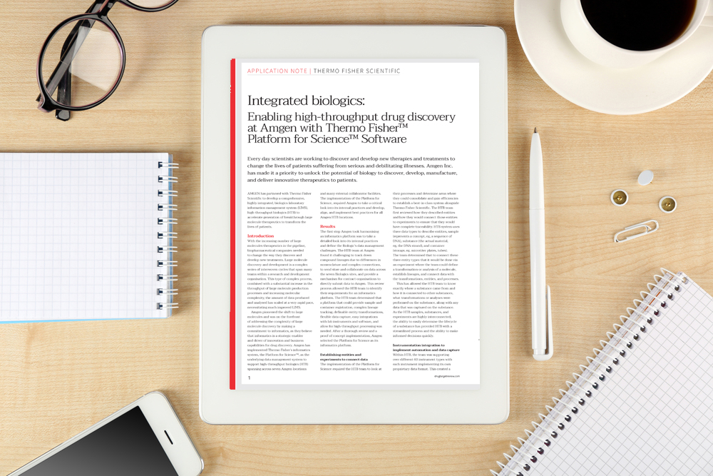 Integrated biologics: Enabling high-throughput drug discovery at Amgen with Thermo Fisher™ Platform for Science™ Software