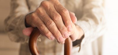 close up of an old person's hands holding a walking stick - idea of age-related diseases/disorders