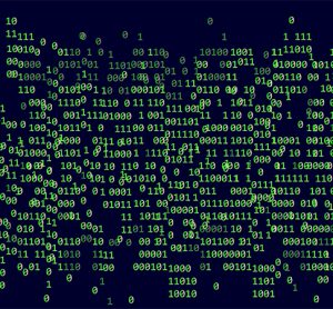 Binary matrix on dark background. Algorithm concept