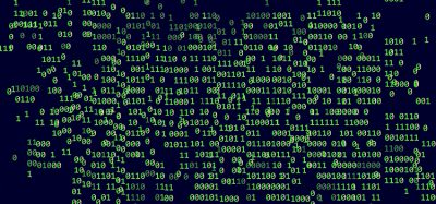 Binary matrix on dark background. Algorithm concept
