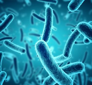 close up of 3d microscopic blue bacteria