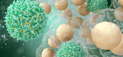 Medical concept of cancer on an abstract background. 3d illustration of T cells or cancer cells.