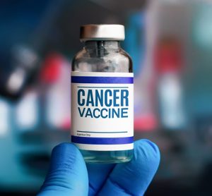Experimental cancer vaccine vial for immunization against Cancer disease. Doctor with vial of the Cancer vaaccine