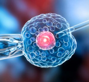 Cell with Pipette and Needle injecting Biological Material - 3d Illustration