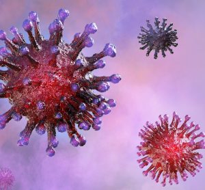 3D rendering of coronavirus particles