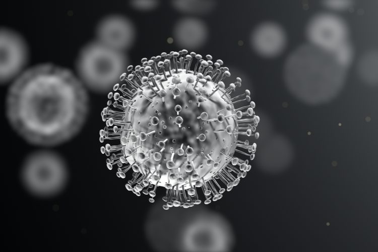 coronavirus with cell surface protein projections