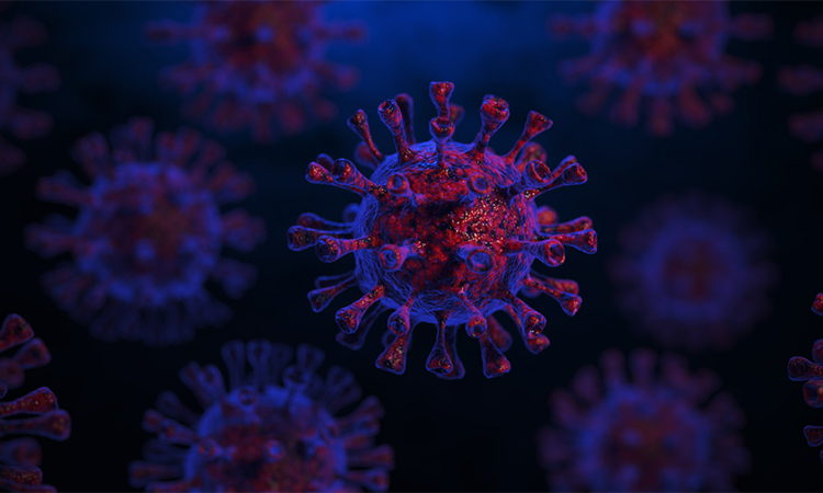Coronavirus covid-19 under the microscope. 3D rendered illustration.