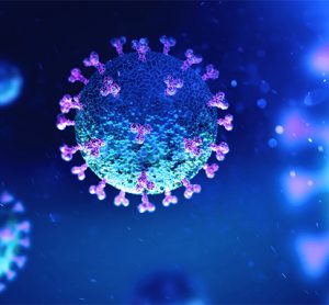 Coronavirus COVID-19 under the microscope. 3d illustration