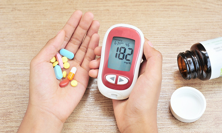 Image of drugs for diabetes and glucometer