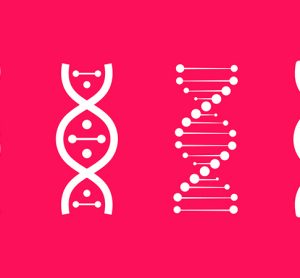 Set of DNA icons. Life gene model bio code genetics molecule medical symbols. Structure molecule, chromosome icon. Pictogram of Dna vector, genetic sign, elements and icons collection.