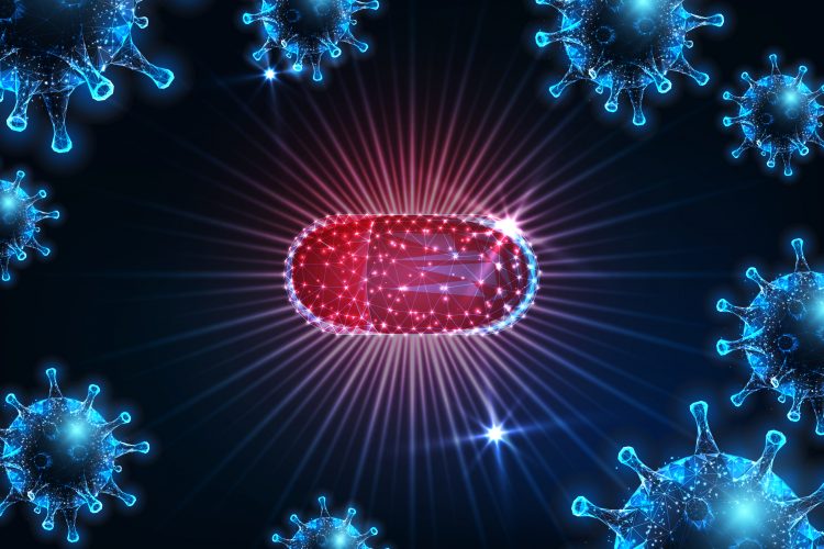 drug capsule repelling coronavirus particles