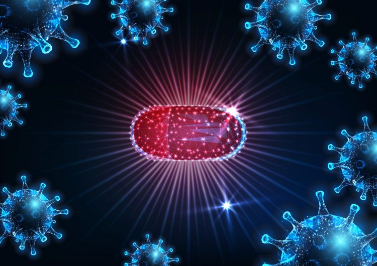 drug capsule repelling coronavirus particles