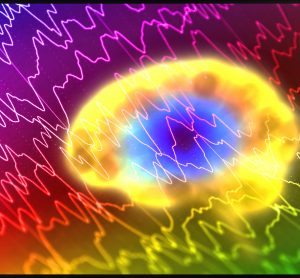 epileptic siezure brain waves overlaid on brain