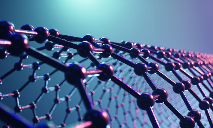 3d Illustration structure of the graphene tube, abstract nanotechnology hexagonal geometric form close-up, concept graphene atomic structure, concept graphene molecular structure. Carbon tube