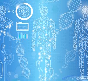 abstract background technology concept in blue light,human body heal,technology modern medical science in future and global international medical with tests analysis clone DNA human