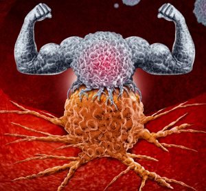Immunology and immunotherapy as a human immune system therapy concept as a biomedical or biomedicine oncology treatment with strong natural cancer fighting with 3D illustration elements.