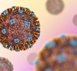 artist 3D rendering of influenza virus