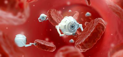Image showing a 3D rendering of nanorobot in blood