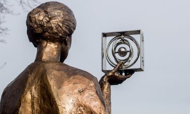 Warsaw, Poland-February 10, 2019-Marie Curie Bronze Statue-Old Town-Nobel Prize in Chemistry and Physics