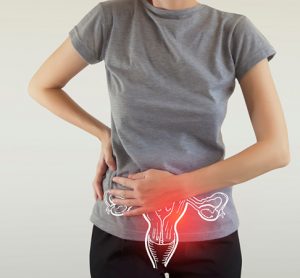 Image showing uterus problems visualisation on woman`s body