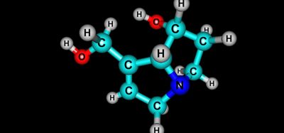 Retronecine is a pyrrolizidine alkaloid found in a variety of plants in the genera Senecio. 3d illustration