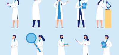 Scientists people. Science lab worker, chemical researchers and scientist professor character. laboratory creative scientist job, medicine workers characters. Isolated flat vector icons set