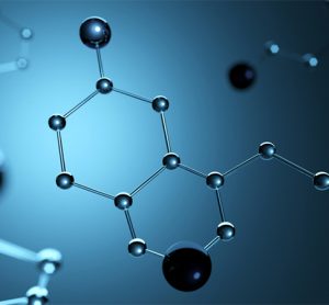 3d illustration. Model of serotonin molecule