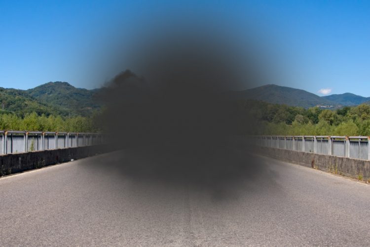 View of road with blocked vision in middle