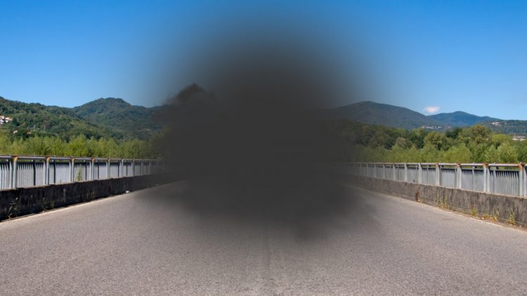 View of road with blocked vision in middle