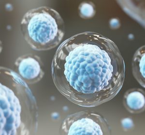 3d rendering of Cellular Therapy and Regeneration, microscope of cell, Embryonic stem cells background.