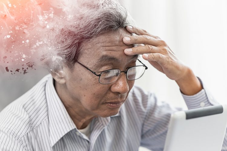 Man losing memory, indicating Alzheimer's