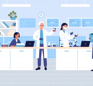 Researchers in lab