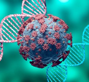SARS-CoV-2 cell between dna helix