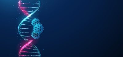 Illustration of engineered DNA with mechanical elements, representing a scalable genome-editing platform