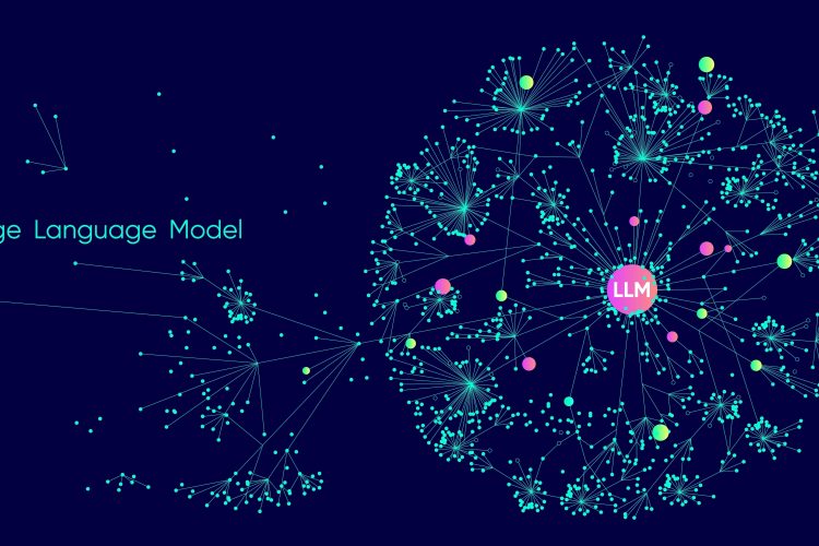 Illustration of abstract stream information with line and dot. Big data, technology, AI, data transfer, data flow, large language model, generative ai, natural language generative, data mining.