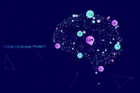 Illustration of abstract line and dot. Big data, technology, AI, data transfer, data flow, large language model, generative ai, natural language generative, data mining, AI brain.