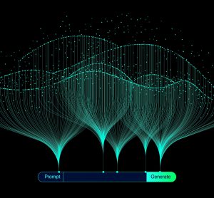 Illustration of abstract stream information with line and dot. Big data, technology, AI, data transfer, data flow, generative ai, large language model background