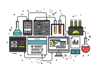 flat plan of how data is produced from a lab