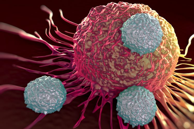 T cells attacking cancer cell