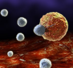 Tregs attacking a cancer cell