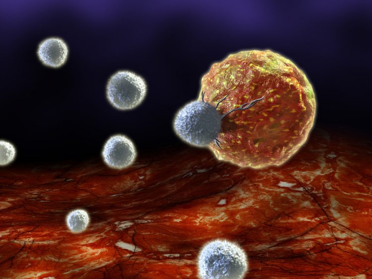 Tregs attacking a cancer cell